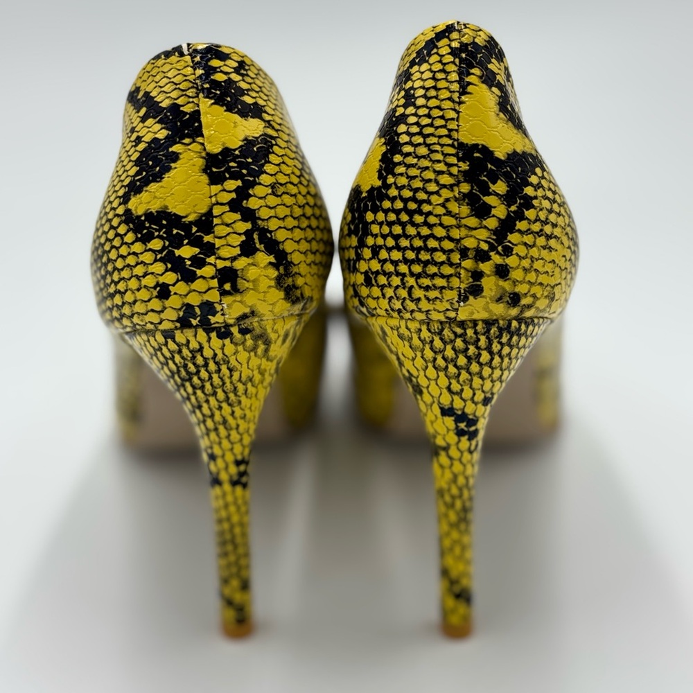 Yellow Snake Print Stiletto Heels